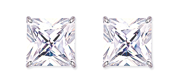 13mm Square 925 Sterling Silver Stud Earrings