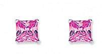 5mm Pink Square 925 Sterling Silver Stud Earrings (Pack of 5)