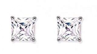 7mm Square 925 Sterling Silver Stud Earrings (Pack of 5)