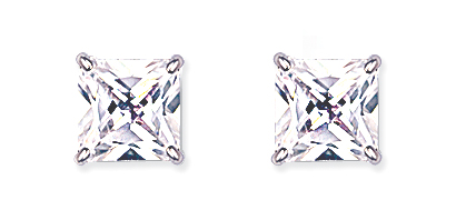8mm Square 925 Sterling Silver Stud Earrings