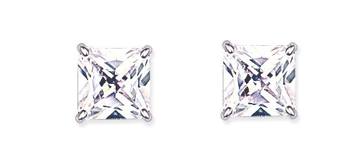 9mm Square 925 Sterling Silver Stud Earrings