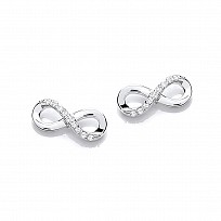 925 Sterling Silver Swarovski® Zirconia Diamond Dust Infinity Stud Earrings