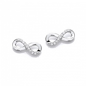 925 Sterling Silver Swarovski® Zirconia Diamond Dust Infinity Stud Earrings
