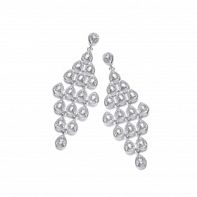 925 Sterling Silver Swarovski® Zirconia Diamond Dust Fancy Drop Earrings