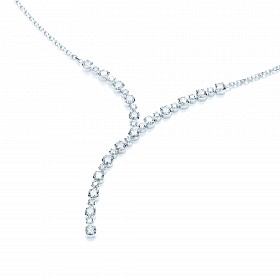 925 Sterling Silver Swarovski Zirconia Y Shaped Drop Necklace
