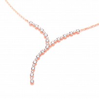 Rose Gold Plated Swarovski Zirconia Y Shaped Drop Necklace