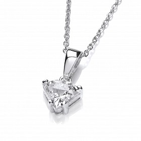 925 Sterling Silver Swarovski Trilliant Shape Pendant & Chain