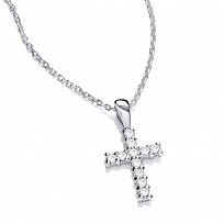 925 Sterling Silver Swarovski Zirconia Cross Pendant & Chain