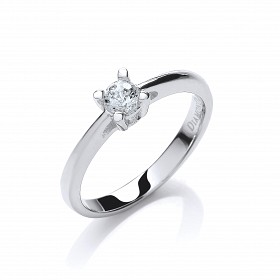 925 Sterling Silver Swarovski Zirconia Claw Set .50ct Solitaire Ring