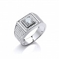 925 Sterling Silver Swarovski® Zirconia Pave Set Gents Ring